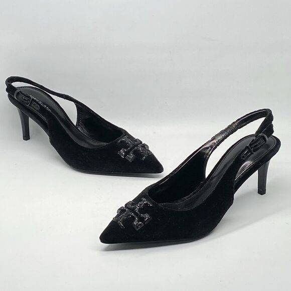 Tory Burch Eleanor Pavé Velvet Slingback Pointed Toe Pump size 6 - Picture 8 of 16